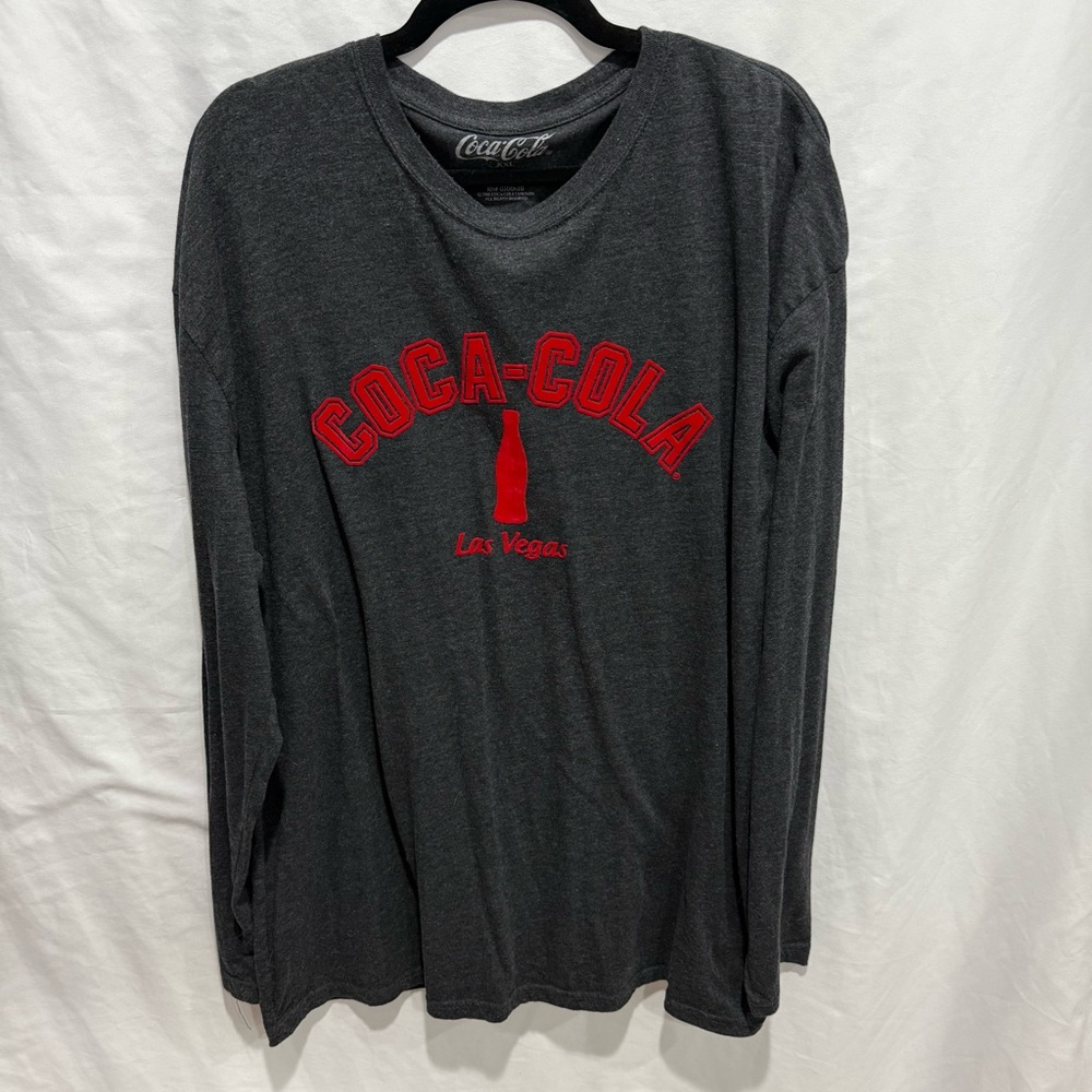 Coca-Cola‎ Las Vegas Long Sleeve Graphic Tee Shirt XXL Charcoal Gray Retro Logo